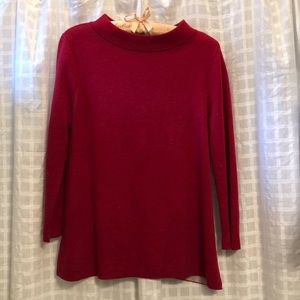 Loft jersey knit mock neck sweater M red